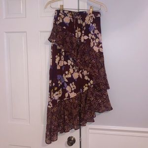 Fall Midi Skirt With Ruffles (Angled Length) (S)
